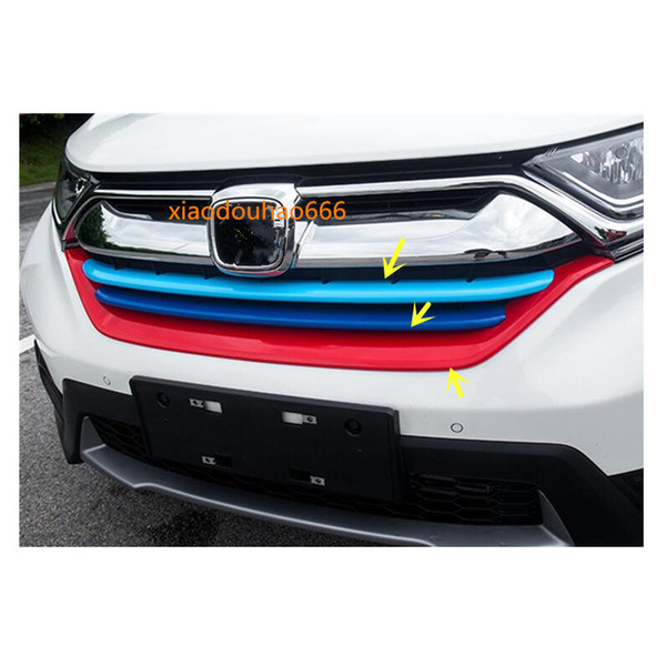 Car stick cover ABS Chrome/Stainless steel front engine Machine racing grill grille lid trim Frame edge For Honda CRV CR-V 2017 2018