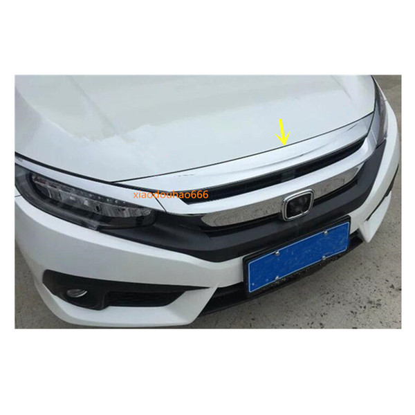 For Honda Civic 10th Sedan 2016 2017 2018 car styling ABS Chrome front engine Machine grille upper hood sticker lid trim frame 1pcs