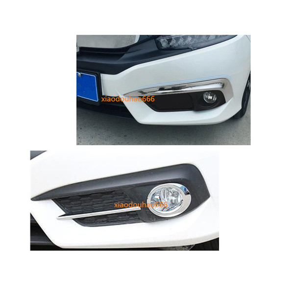 car styling head front fog eyebrow/trim light lamp frame sticker ABS Chrome cover 2pcs For Honda Civic 10th Sedan 2016 2017 2018