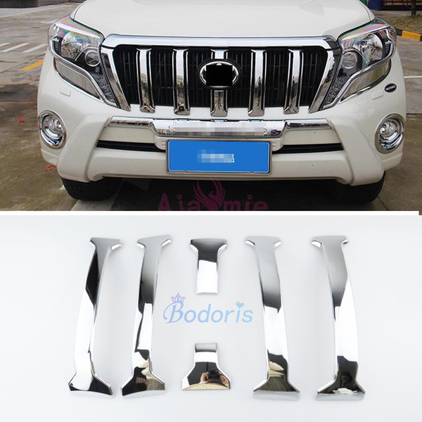 For Toyota Land Cruiser 150 Prado LC150 FJ150 2014 2015 2016 2017 Silver Color Front Grille Trim Chrome Car-Styling Accessories