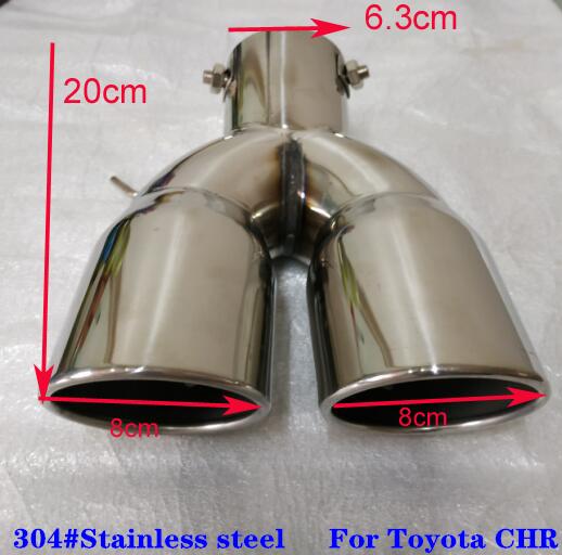 High quality stainless steel car mufflers,Exhaust pipe outlet decoration,silencer for Toyota CHR C-HR 2016-2018