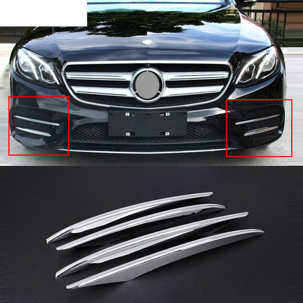 4pcs ABS Chrome Front Grille Fog Lamp Cover Trims For Mercedes Benz E Class W213 2016 2017 Car Accessory