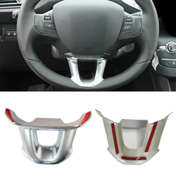 Chrome ABS Sticker Steering Wheel Trim Decorative Frame Sequins Sticker Accessories for Peugeot 208 2015-2018 2008 2014-2017