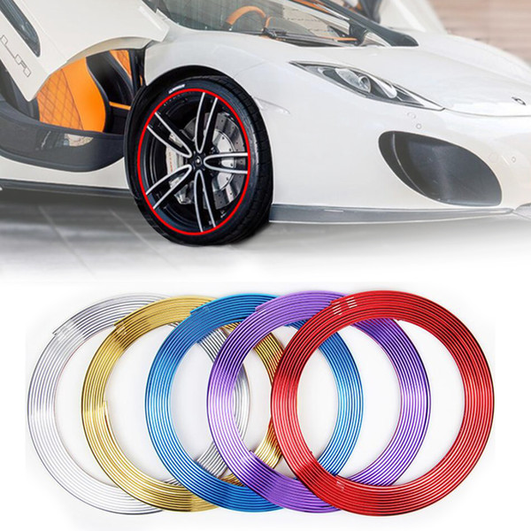 8M Car Chrome Wheel Hub Decoration Moulding Trim Strip Tape Auto DIY Tyre Tire Rim Protective Decal Sticker Universal Accessories