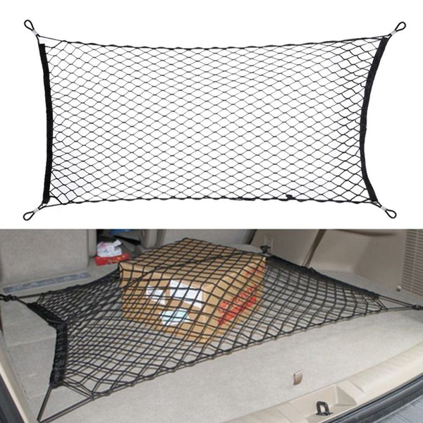 Hot Sale 120cm x 60cm 4 Plastic Hooks Car Trunk Luggage Storage Mesh High Quality Cargo Organiser Nylon Elastic Mesh Net Holder