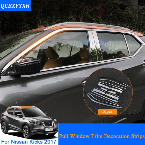 Full Window Trim Decoration Strips For Nissan Kicks 2017 2018 Accessories Stainless Steel Car Styling Stainless Steel