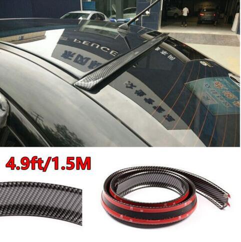 4.9ft/1.5M Flexible Car Rear Roof Lip Spoiler Lip Wing Trim Sticker Carbon Fiber