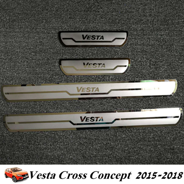 Car Door Sills For Lada Vesta Cross Concept 2015-2018 Car Door Sill Cover Trim Stainless Steel Door Sills Scuff Plate for Vesta 2017