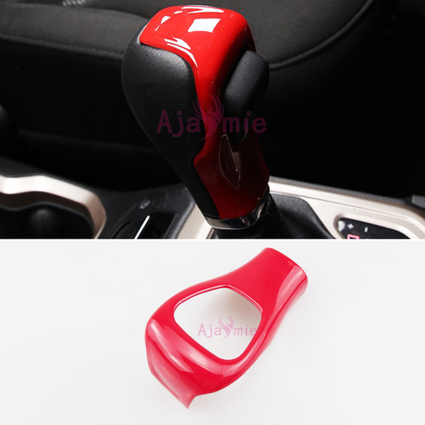 For Jeep Renegade Accessories 2016 2017 2018 Front Door shook hands Cover Interior Red Carbon Fiber Gear Shift head Trim Car Accessories