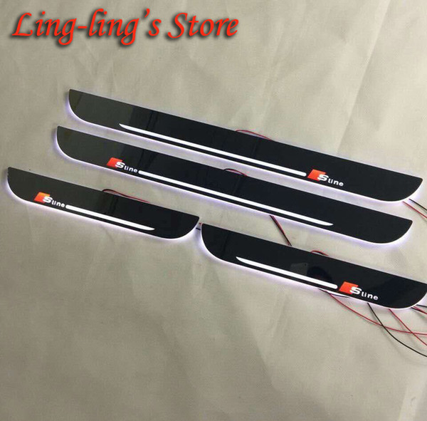 High Quality Moving Light LED Door Sill Scuff Plate Guarder Car Covers For Audi A4 B8 B9 2012-2015 Car Styling Accessories