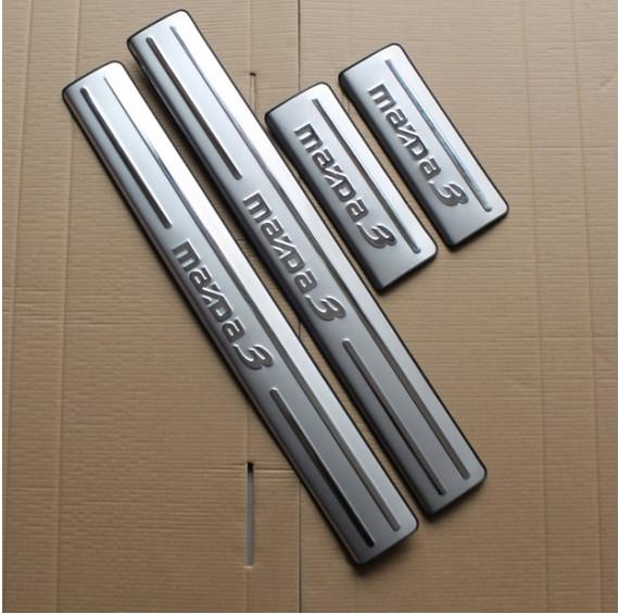 Free shipping! High quality 4pcs door sills scuff footplate,door sills protection bar,door sills guard plate For MAZDA 3 M3 Angko(2014-2017)