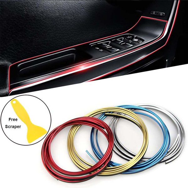 UNIVERSAL 5M CAR DIY Moulding Trim Interior Exterior Dashboard Edge Protection Decoration Strip Line Chrome Styling Accessories 5Meters