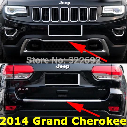 Wholesale-2 PC New Arrival Front Bumper Trim & Rear Trunk Step Cover Kits ABS Chrome For Jeep Grand Cherokee 2015 - EMS Free Shipping