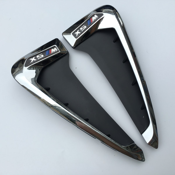 For BMW X5 F15 ABS Side Wing Air Vent Outlet Decorative Stickers Front Fender Side Nozzle Trim Black&Chrome