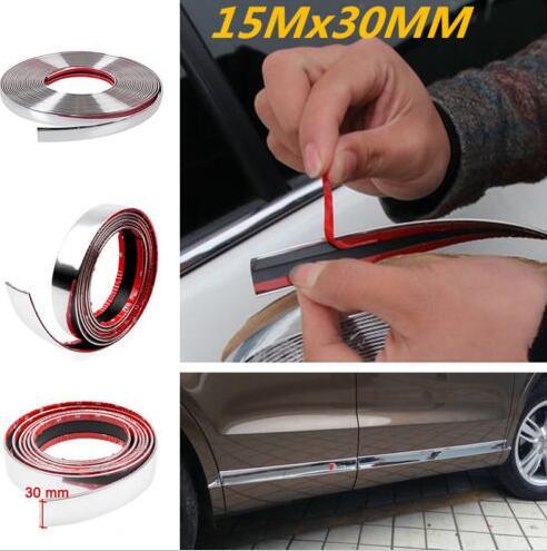 15M Chrome Car Body Door Edge Lip Protector Decor Moulding Trim Molding Strips