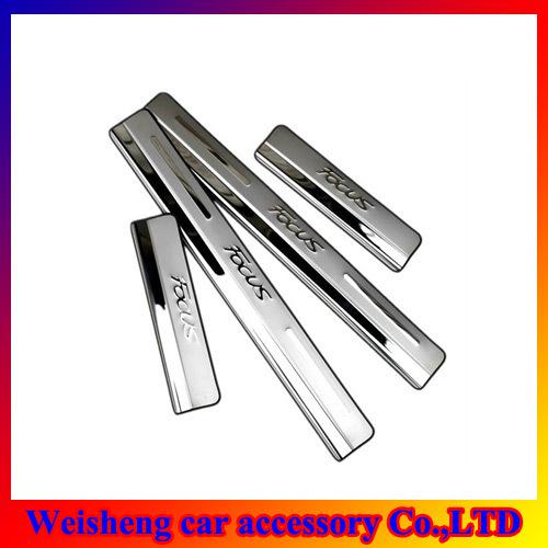 4Pcs/set Chrome Door Sill for Ford Focus 2012 Up Stainless Steel Door Sill Scuff Plates Free Shipping