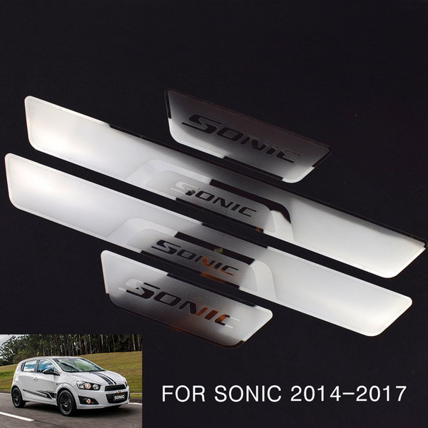 Car Door Sill Trim Cover fot Sonic Stainless Steel Door Sill Scuff Plate Fit for Chevrolet Sonic 2014-2017