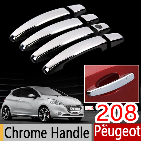 4Pcs/Set For Peugeot 208 Chrome Handle Covers Trim Set 2012-2016 Active Allure GTI Car Accessories Stickers Car Styling 2013 2014 2015