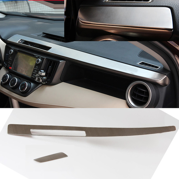 2x 304Stainless Brushed Center Console Glove Box with LOGO For TOYOTA RAV4 2013-15