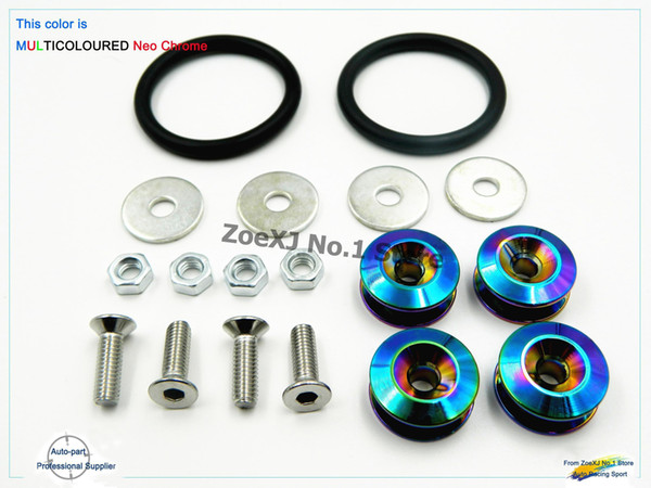 Neo Chrome Aluminum QUICK RELEASE FASTENERS KIT FOR BUMPER&TRUNK HATCH CAR/TRUCK