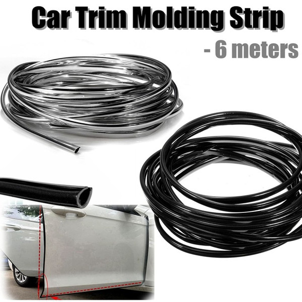 Black/Silver 6 Meters U-Shape Car Door Edge Gard Trim Molding Strip Protectors PVC 6mm x 4mm Universal