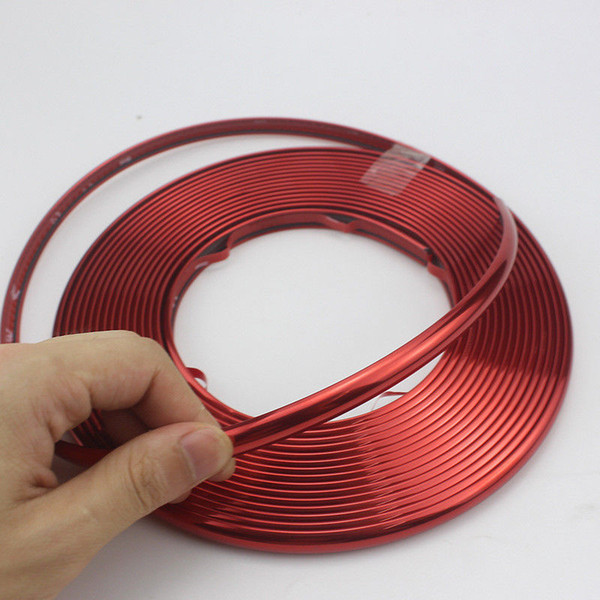 8M Car Wheel Hub Rim Edge Protector Ring Tire Strip Guard Red plating Decals