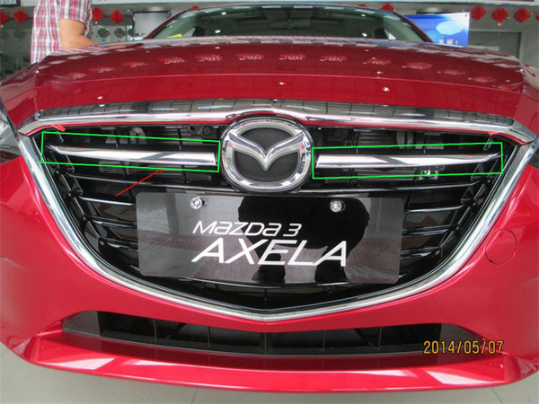 Chrome Front Grille Grill Cover Trim Moulding For New MAZDA 3 AXELA 2014 2pcs/set Car Styling Exterior Chrome Accessories