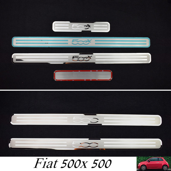 Suitable for FIAT 500 500C 500X Stainless Steel Mirror Surface Scuff Plate Door Sill Cover Trim Car Styling Accessories