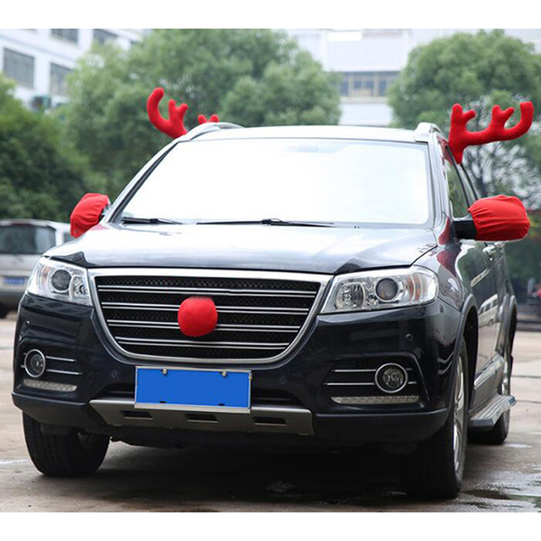 1Set Merry Christmas Auto Car Ornament Decoration Gift Reindeer Deer Antlers Toys Creative Home Decoration Supplies Christmas Auto