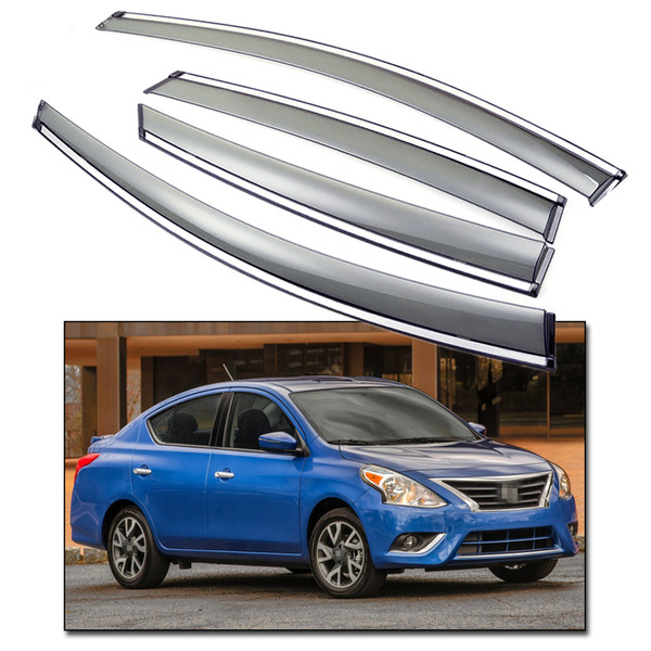 New 4pcs Front & Rear Window Visor Deflectors Vent Shade fit for Nissan Versa Sedan 2011-2015 12 13 14