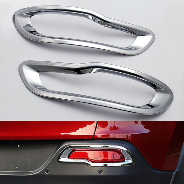 2pcs Car AUTO Rear Bumper Rear Fog Lamp Frame Cover Trim Fit For Jeep Cherokee 2013-2016