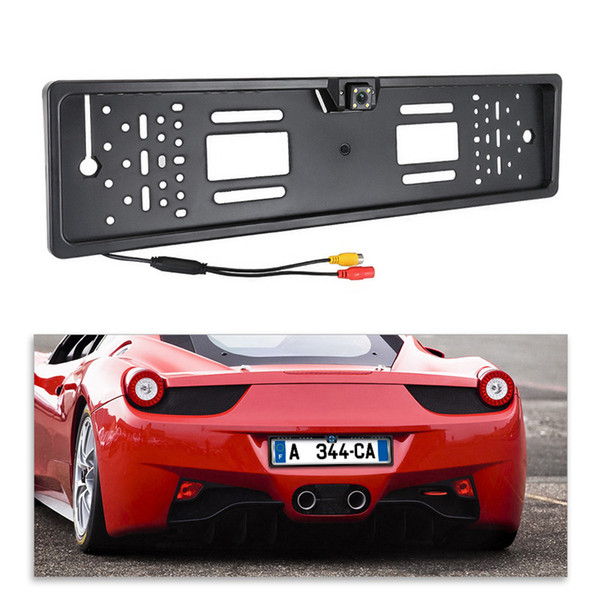 Free DHL Auto Parktronic EU Car License Plate Frame HD Vision Car Rear View Camera Reverse Rear Camera With 4 Led Light