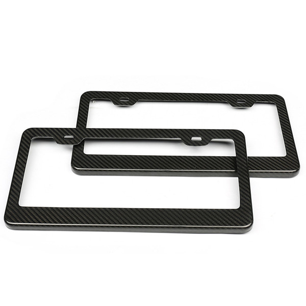 Real Carbon Fiber License Plate Frame 2 Hole Black Gloss Car Tag and Stainless Steel License Plate Frame Screws for USA License Plate Frame