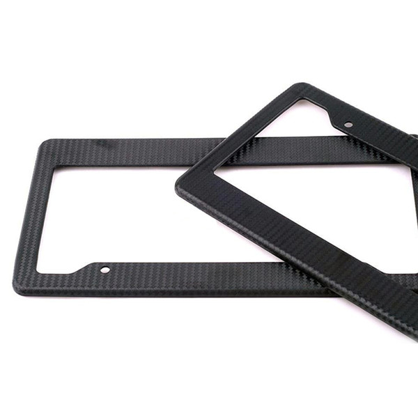 2x Black Carbon Fiber Number Plate Universal American License Plate Frame Auto Accesse Plate Frame Tag Cover Holder With Screw Caps