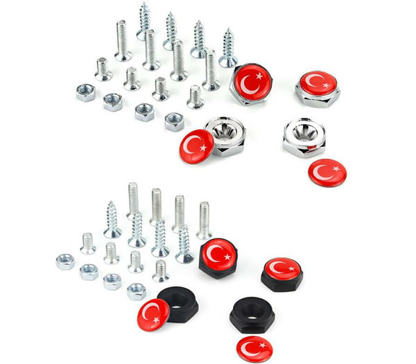 Suitable for Car Trunk Special Modified Turkey Flag License Plate Screw Licence Anti-Theft Screws Car Licence Solid Seal Screw