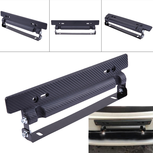 2019 New Adjustable Universal Car License Plate Holder Frame Black Carbon Fiber Mesh Automobiles Number Plate Bracket Auto Accessories