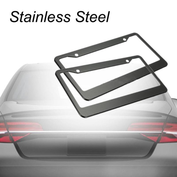 2Pcs 12in x 6in Stainless Steel Car Auto License Plate Frame Covers Kit Vehicle Auto Truck Vehicles Only For American Canada Car New