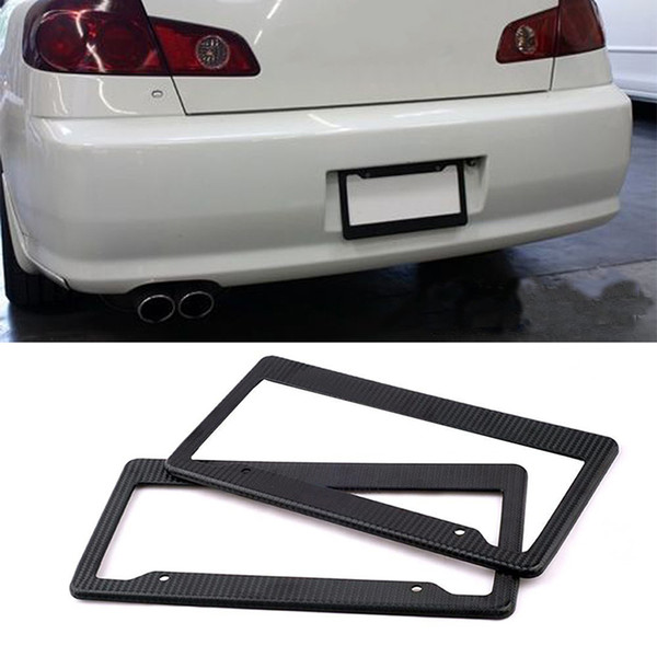 Carbon Fiber Painted Twill License Plate Frame Car Licence Plate Covers Slim Design Shiny Surface for US Canada Vehicles