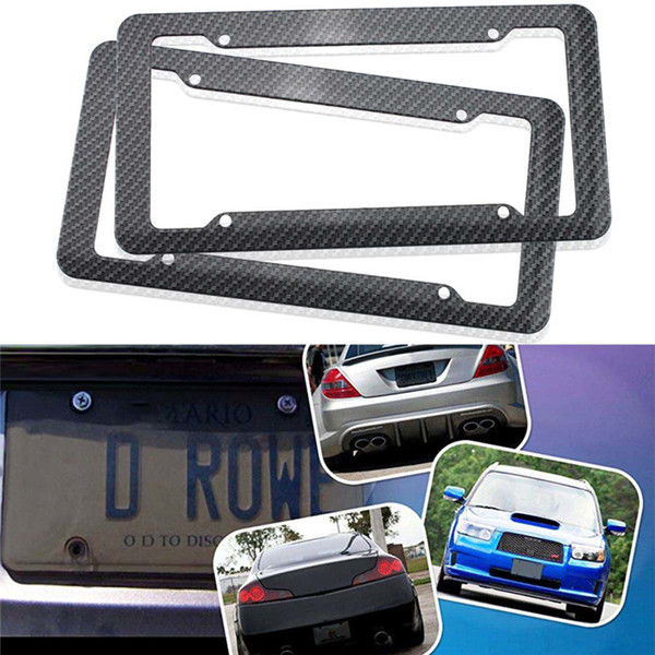 Carbon Fiber Painted Twill Style License Plate Frame Car Licence Plate Covers Slim Design Shiny Surface For US Vehicles