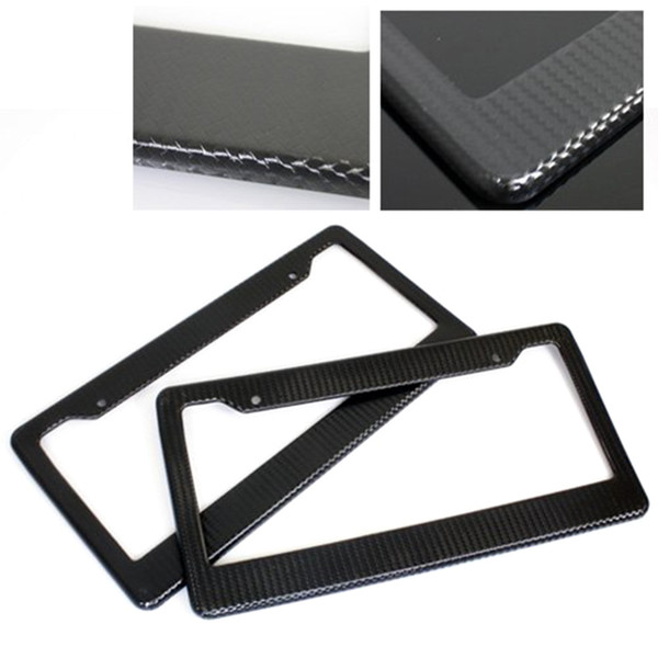 2x Car Licence Plate Covers Slim Carbon Fiber Painted Twill License Plate Frame Design Shiny Surface For US Canada Vehicles