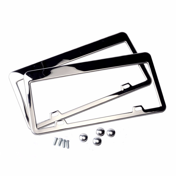 Stainless Steel License Plate Frame Tag Cover Holder For Auto Truck Vehicles Only For American Canada Car 2pcs/set