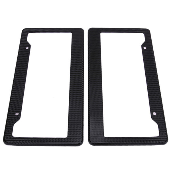 2Pcs Black Carbon Fiber Car License Plate Frame Auto Racing Number Plate Holder Tag Cover for USA Canada Vehicles Auto Accessory