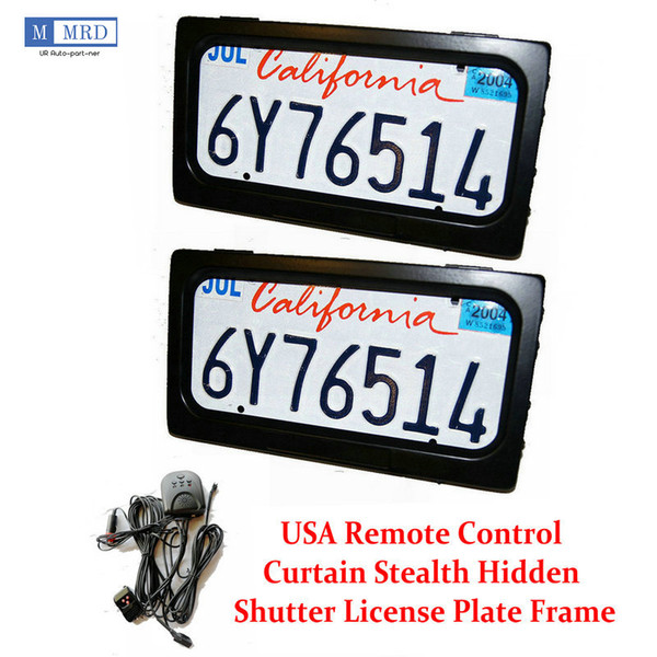 2 Plates/Set US Hide-Away Shutter Cover Up Electric Stealth License Plate Frame Remote Kit DHL/Fedex/UPS