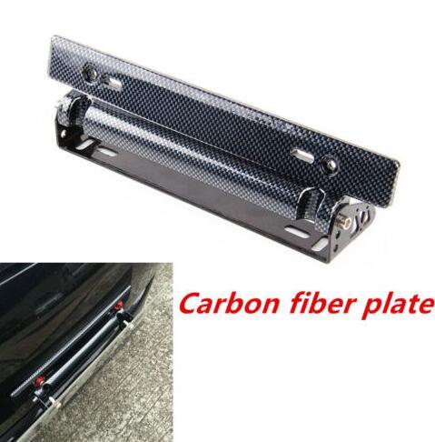 Adjustable Racing Carbon Fiber Style Car Van License Plate Frame Bracket Holder