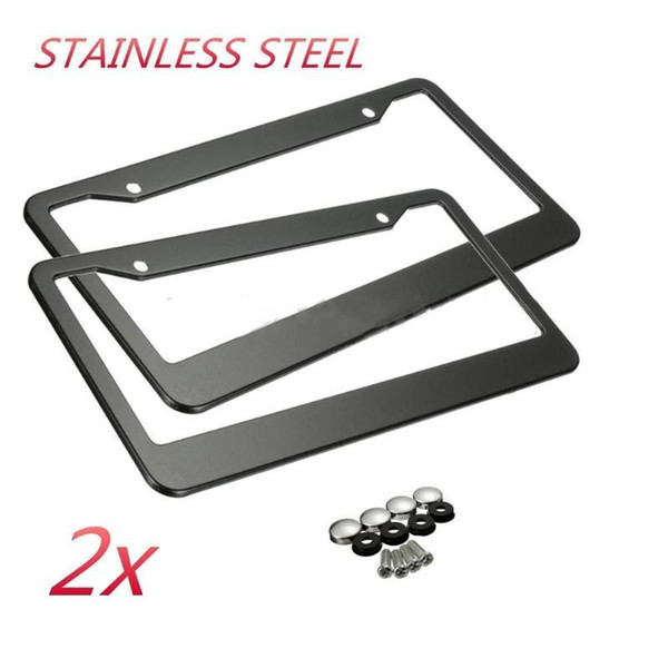 2Pcs 12in x 6in Stainless Steel Car Auto License Plate Frame Covers Kit For Auto Truck Vehicles Only For American Canada Car New