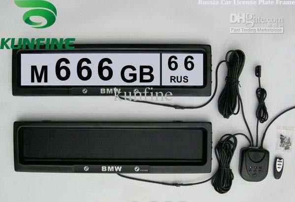 Free shipping ! Russia Car License Plate Frame With Remote Control Car Licence Frame Cover Plate Frame KF-666E