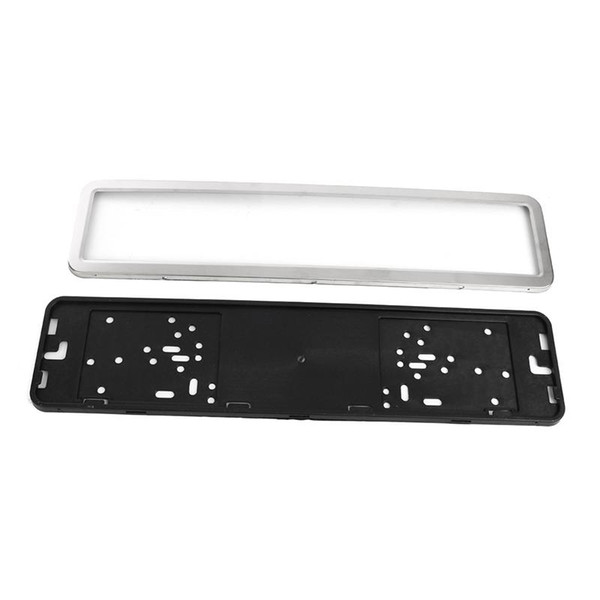 European / German / Russian 53 x 13 cm Car License Plate Frame Holder With Four Screws Vehicle Sliver/Black Car Styling