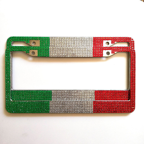 Diamond-encrusted Three color license plate frame for American standard