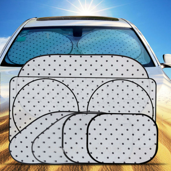 New Arrival Summer Style 6PCS New Dot Pattern Suction Cup Car Windowscreen Sunshades Sun Cover Set Car CoverFree Shipping E5M1 order<$18no t