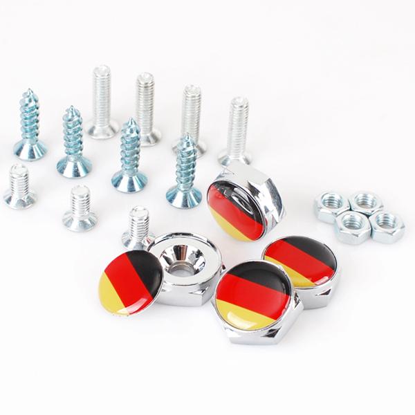 Silver Germany Flag Automobile Exterior Decoration Anti-theft Screw Plate Frame Sealing Screw License Plate Frame Screw License Plate Bolt